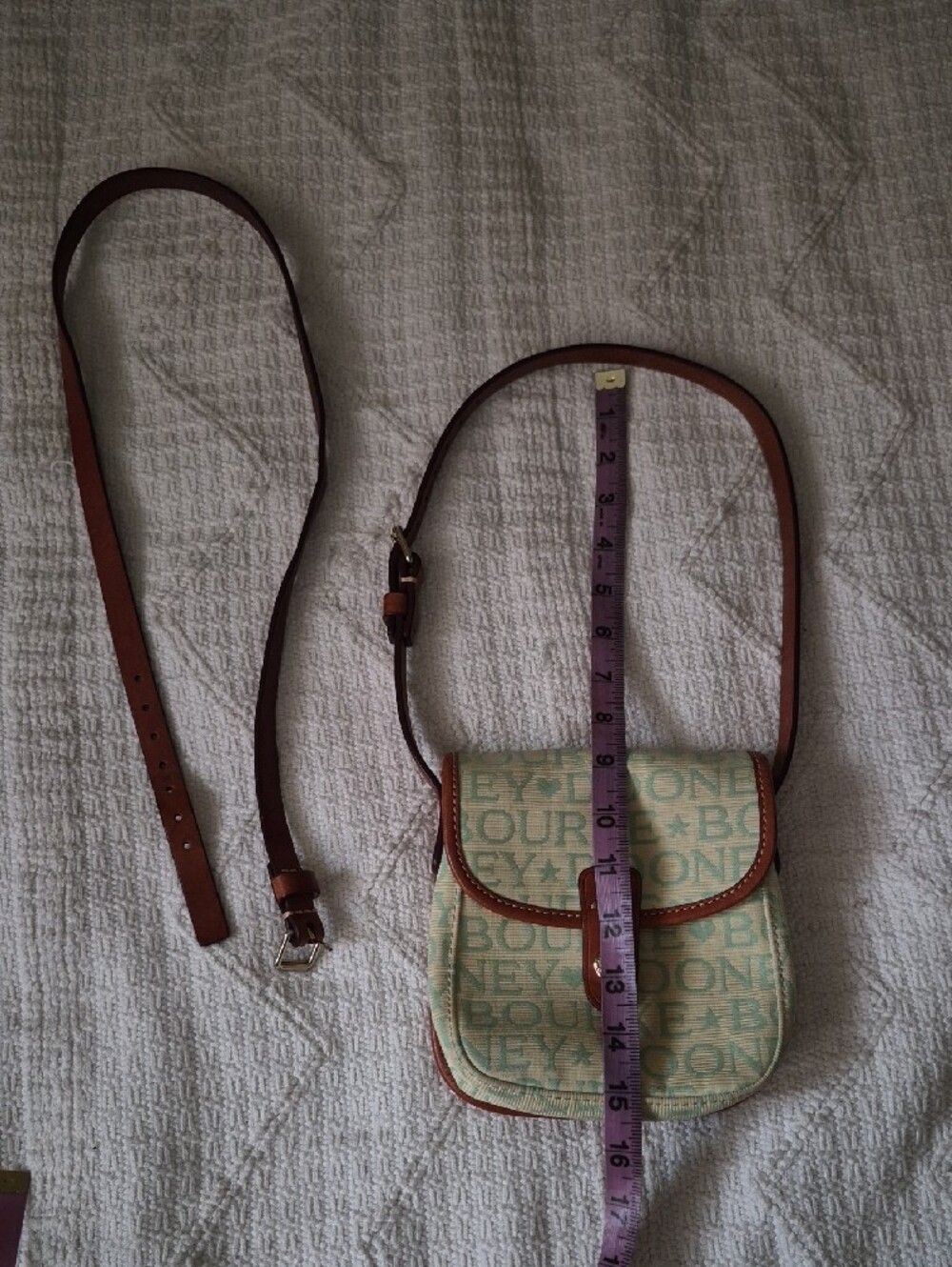 Vintage Dooney & Bourke Mint Doodle Monogram Mini Crossbody Bag - Picture 10 of 13